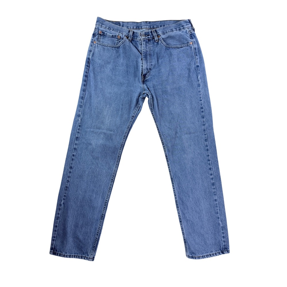 Levis 505 Regular Fit Jeans Mens 35x32 Blue Straight Leg Denim Pants Classic